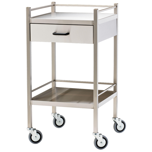 Small Stainless Steel Trolley with Drawer 50 x 50 x 97cm